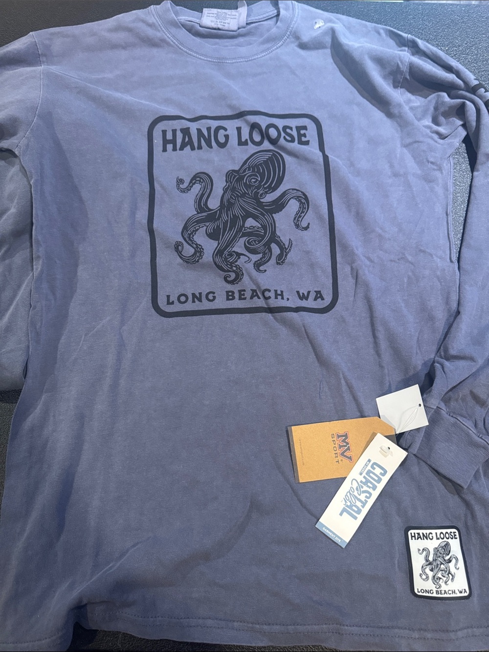 MV Sport Slate Blue Long Sleeve Octopus 'Hang Loose' Tee